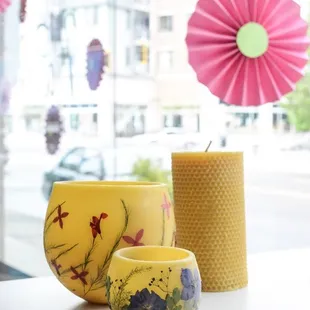 Natural Beeswax lanterns and candles