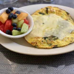 Florentine Omelette. (Spinach, Mushroom, Tomato, Swiss Cheese).