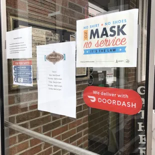 a sign in the window