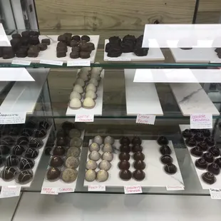 a variety of chocolates on display