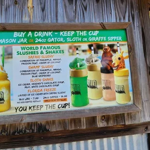 Slushy drink menu