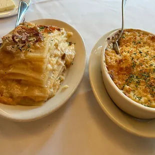 Cheddar Au Gratin Potatoes, Baked Three Cheese Macaroni