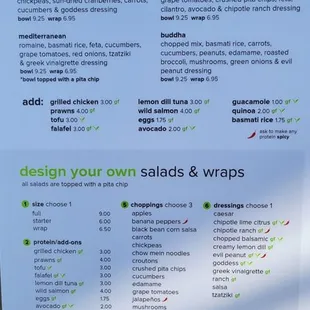 Chef-designed bowls &amp; wraps + design-your-own salads &amp; wraps