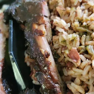 Yummy Jerk Ribs with Rice and Peas