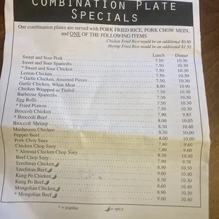 menu