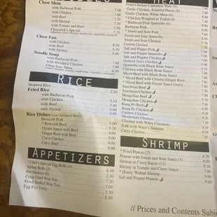 menu