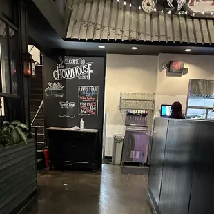 the entrance to the restaurant