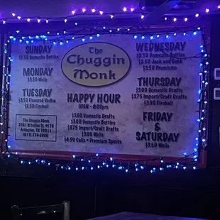 he menu for the event