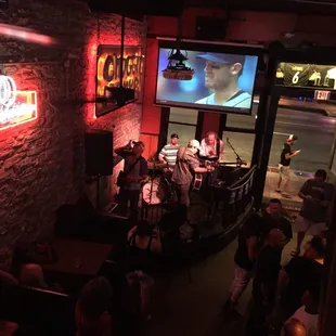 View from the top floor of the live music.