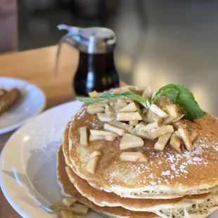 Full stack pancakes w/ apple compote