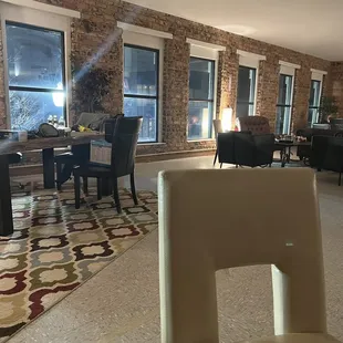 the living room and dining area