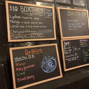 Drink menu