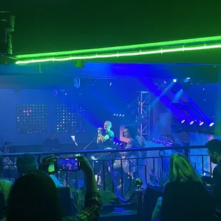 Emma Hewitt acoustic set and Gareth Emery sitting next to us.