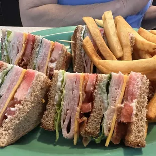 Club Sandwich with fries