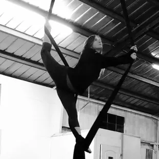 Aerial silks at the Circus Academy!