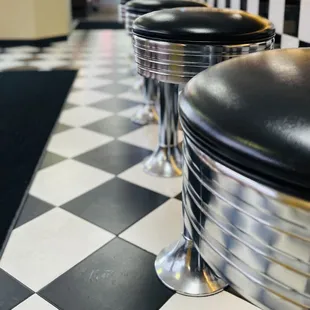 black and white checkered floor