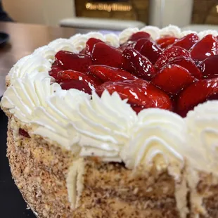 a cake with strawberries on top