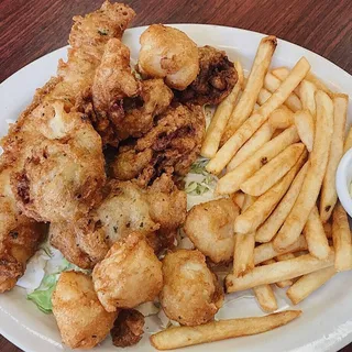 5 Oysters, 5 Scallops and Fish Combo Platter