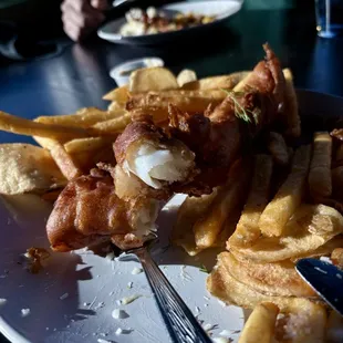 fish and chips, fish, food, seafood