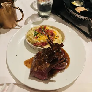 Grilled New Zealand Rack of Lamb with loaded mashed potatoes