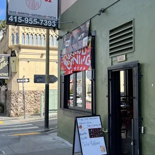 the entrance to the restaurant