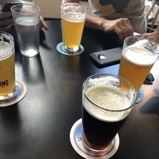 a table full of beers