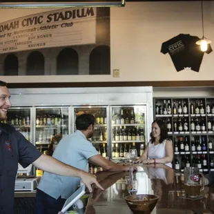 a man serving a drink