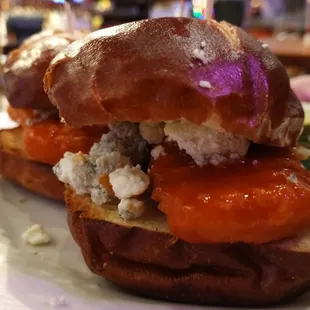 Buffalo Chicken Sliders 1/2 off during Happy Hour!  Delicious