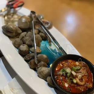 Marinated baby octopus and clams