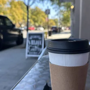 Tiger tail coffee while sitting outside