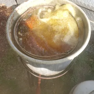a pot of boiling food