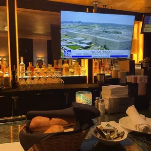 a bar with a television