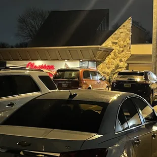 a parking lot at night