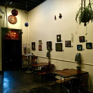 tables and chairs in a restaurant