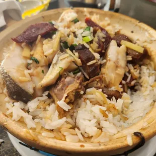8. Preserved Chinese Sausage, Pork , Duck and Sated Fish Clay Pot