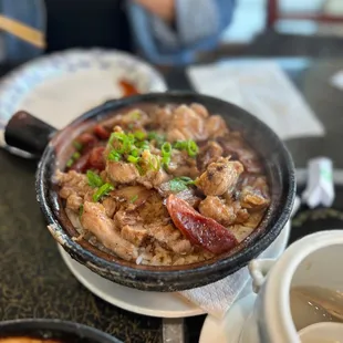Spareribs with Preserved Chinese Sausage over clay pot rice