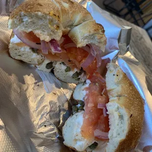Smoked Salmon Bagel Sandwich!