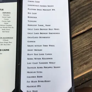 menu