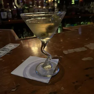 a martini on the bar