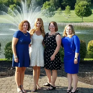 Beautiful fountain on the golf course makes a perfect backdrop for photos