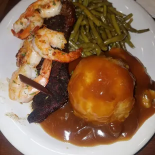 Blackened steak and shrimp