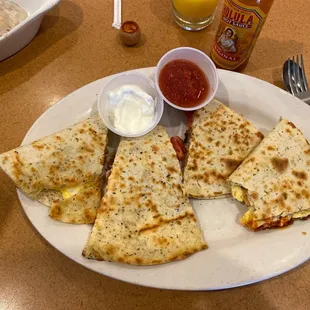 Breakfast quesadilla!  Huge!  Delicious