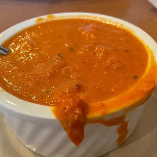 Tomato soup was think and chunky. Very delicious