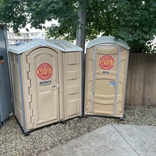 Some restrooms outside - unnecessarily gendered