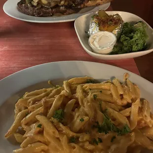 Tomahawk steak and pasta meals