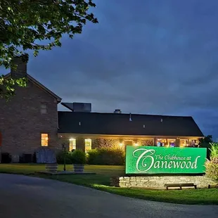 Evening photo of The Clubhouse at Canewood.
