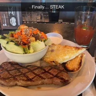 steak and salad