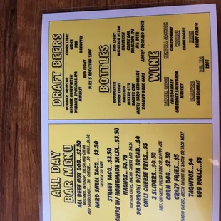 All Day Bar Menu