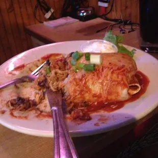 Chicken burrito on special.