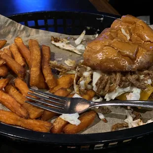#AwesomeSweetPotatoeFries #DeliciousPulledPorkSandwich